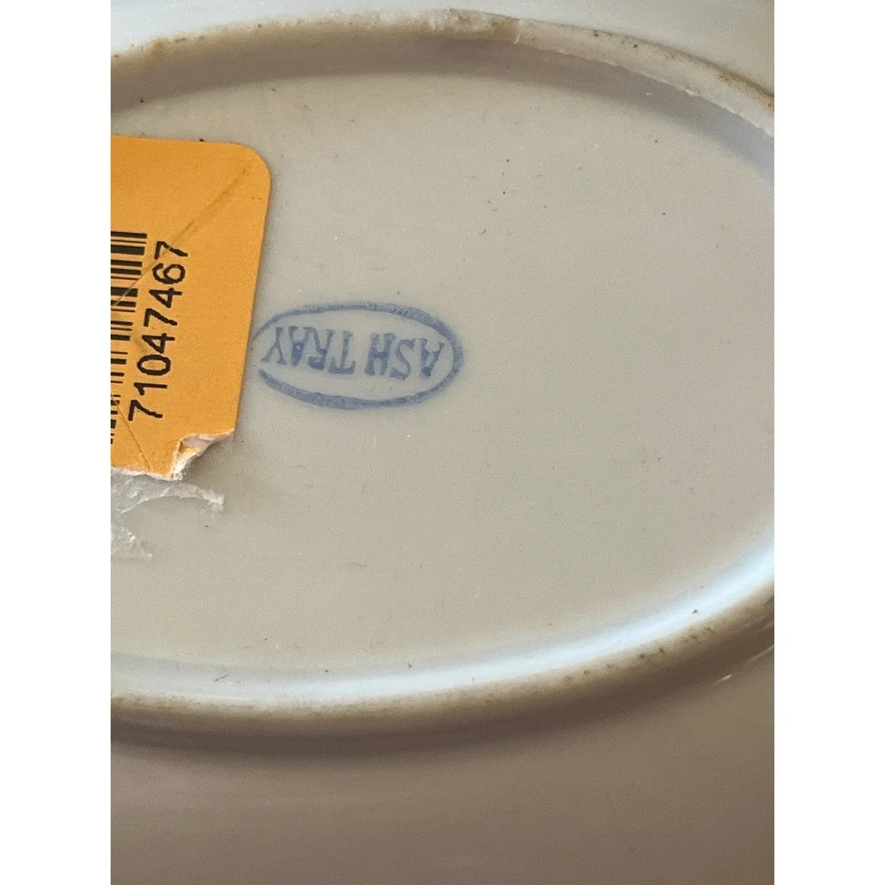 Vintage Floral Ceramic Trinket Dish Oval Yellow Flower Ashtray‎ 4.5in